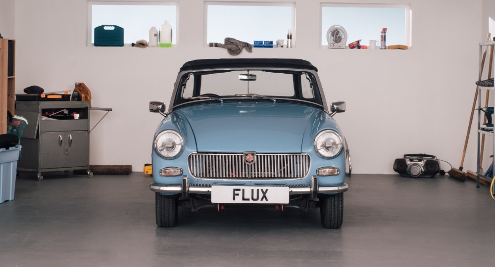 Classic car in garage