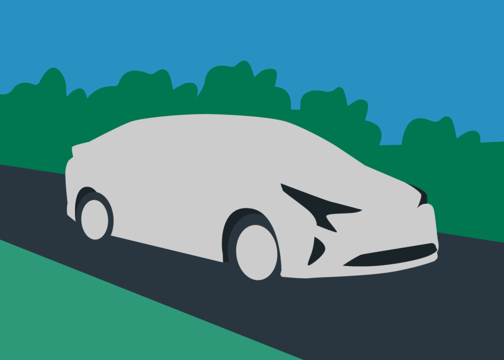 Toyota Prius on the road illustration