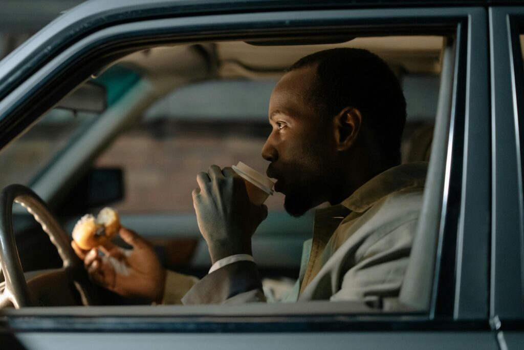 I drive while eating and drinking
