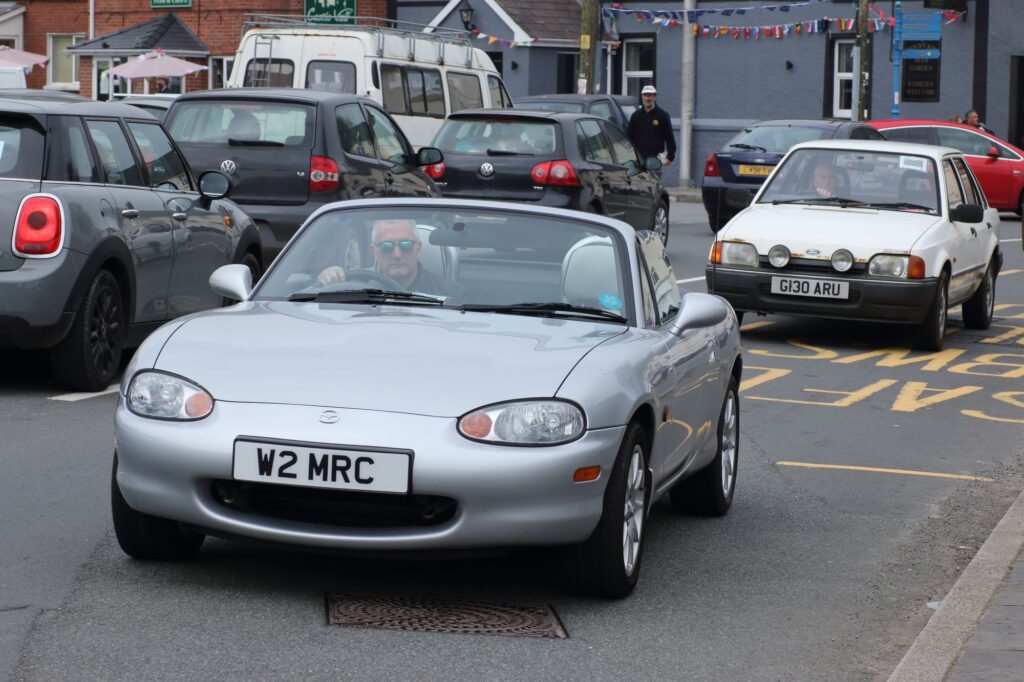 Grey Mazda MX-5 on the road in the UK