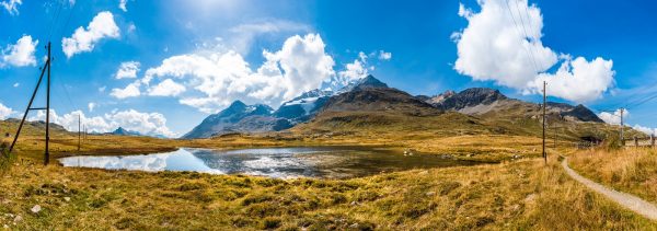 Panoramic view of the Bernina Pass in Switzerland