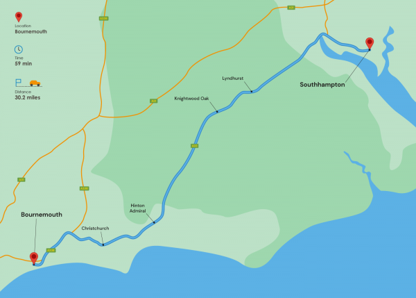 Southampton to Bournemouth illustration - autumn routes