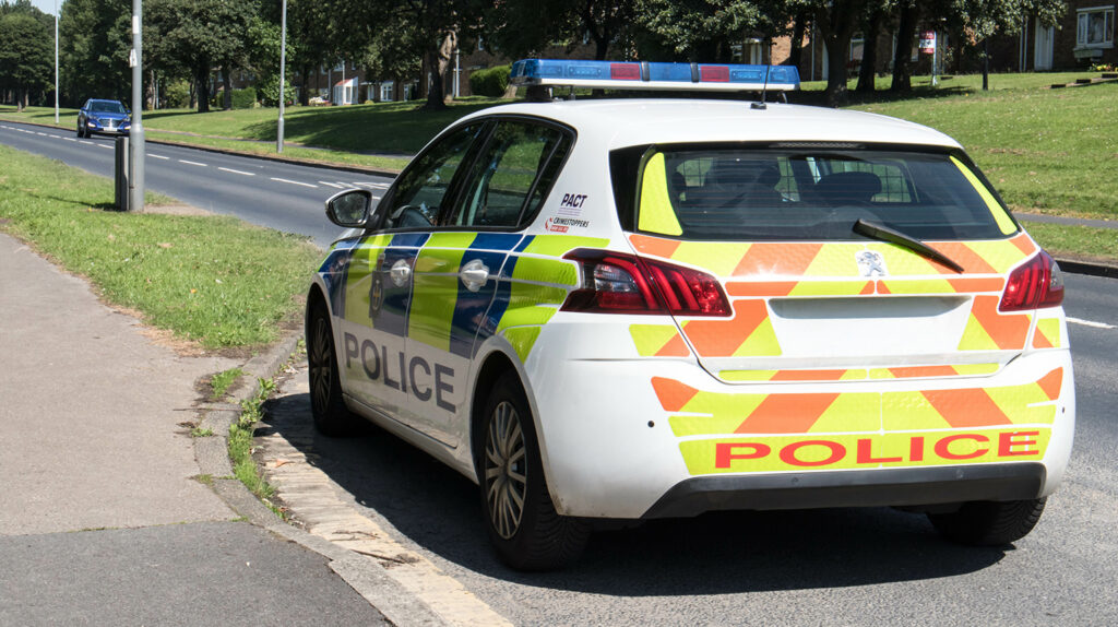 UK police car by the side of road