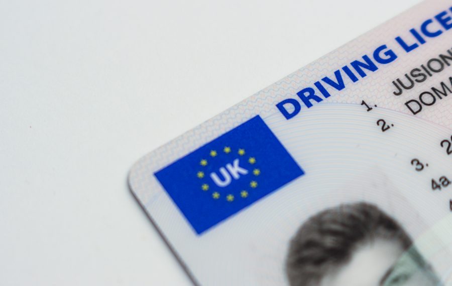 UK driving licence on a table