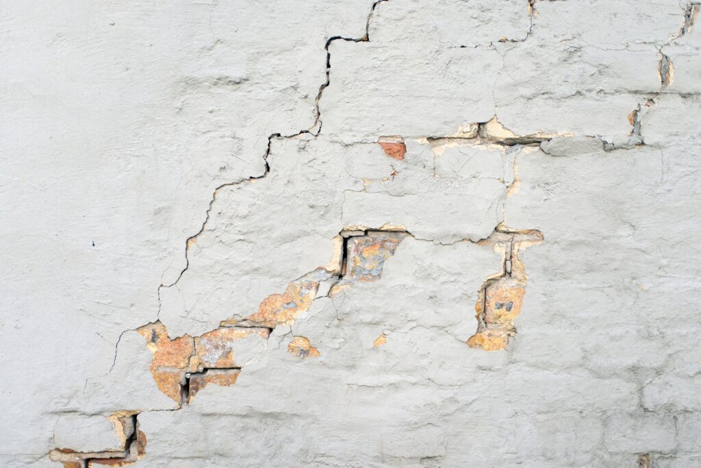 Cracks in brickwork caused by subsidence or structural damage